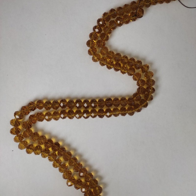 Beads Czech Crystal Honey-Transparent Faceted Rondelle, diameter 8x6mm± L40-42cm+