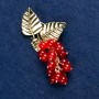 Brooch with Carnelian "Twig with Berries", gold-tone metal 60x35mm