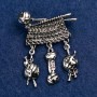 Brooch "Knitting" light gray metal 46x38mm