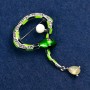 Brooch "Snake" green enamel with crystal, bead and white rhinestones, metal in silver color 35x64mm