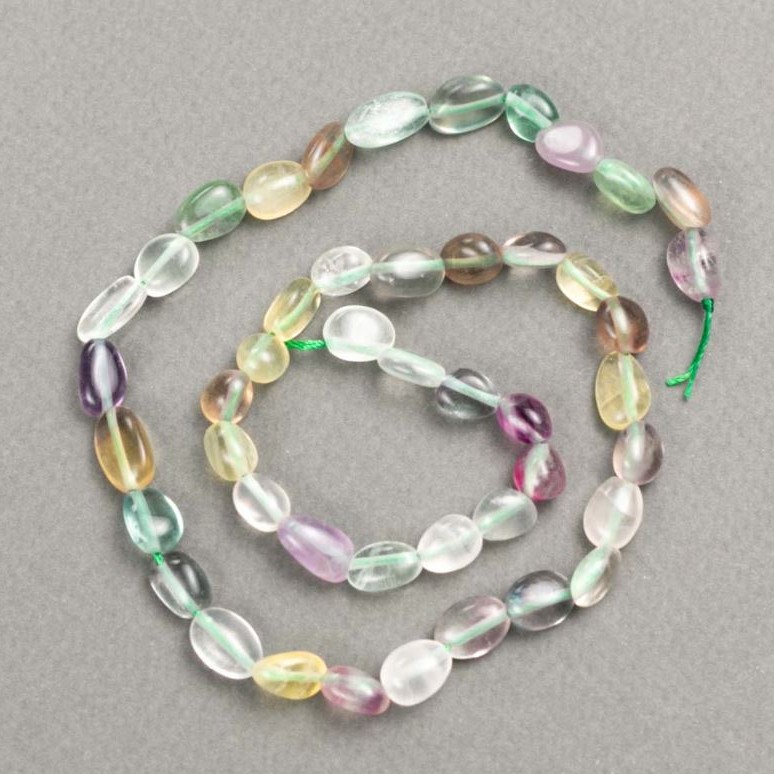 Natural Fluorite Beads on Thread, Sea-Galvanized? Wait, just translate: Fluorite Beads on Thread, 40 cm Length, 7–12×6–7 mm
