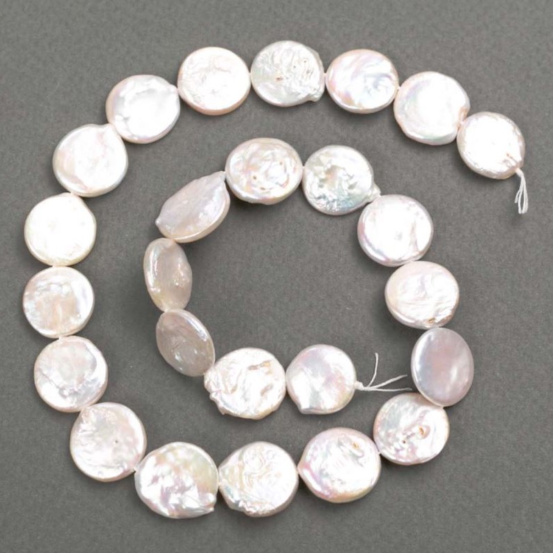 Baroque pearls with petrol tint d 15-16mm +-, strand length 40 cm+