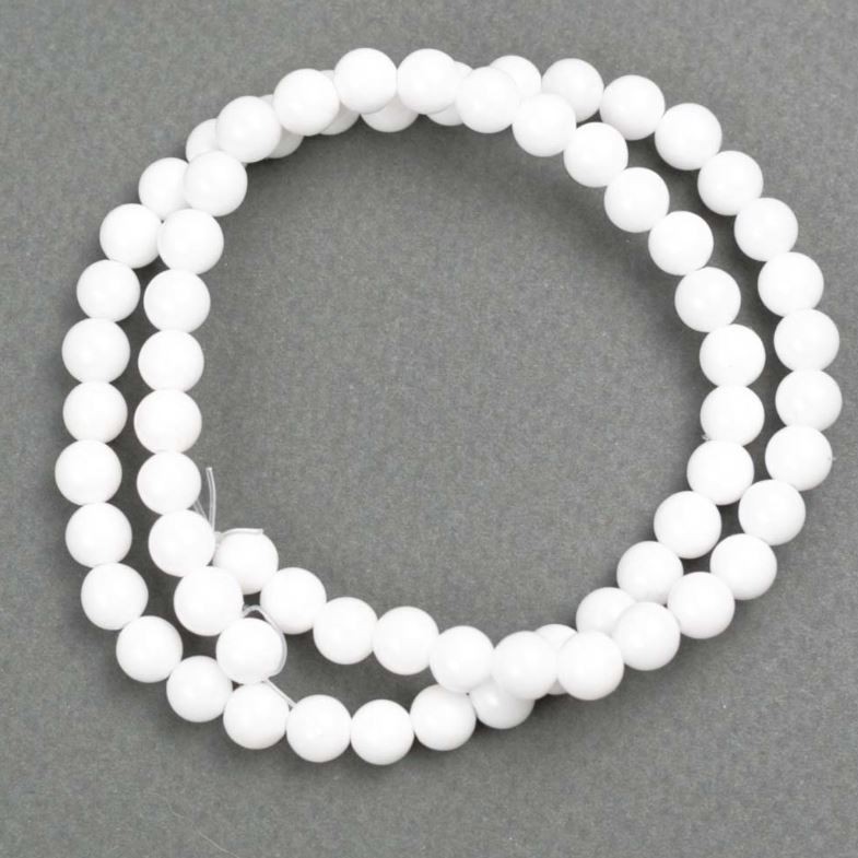 Beads on Thread White Agate (acrylic imitation) smooth sphere, diameter 6+- mm, length 40cm+