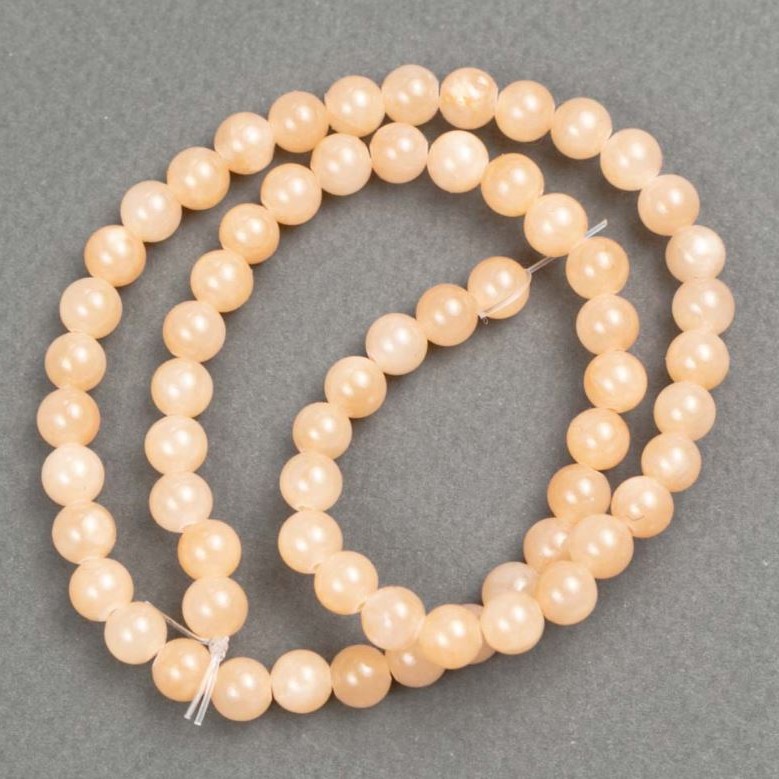 Beads on Thread Celestite (imitation acrylic) smooth bead, diameter 6.5 mm +-, length 40 cm