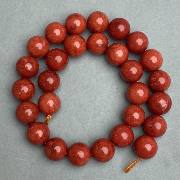 Tree Jasper Beads on Thread (Single) 14mm diameter, 37cm length