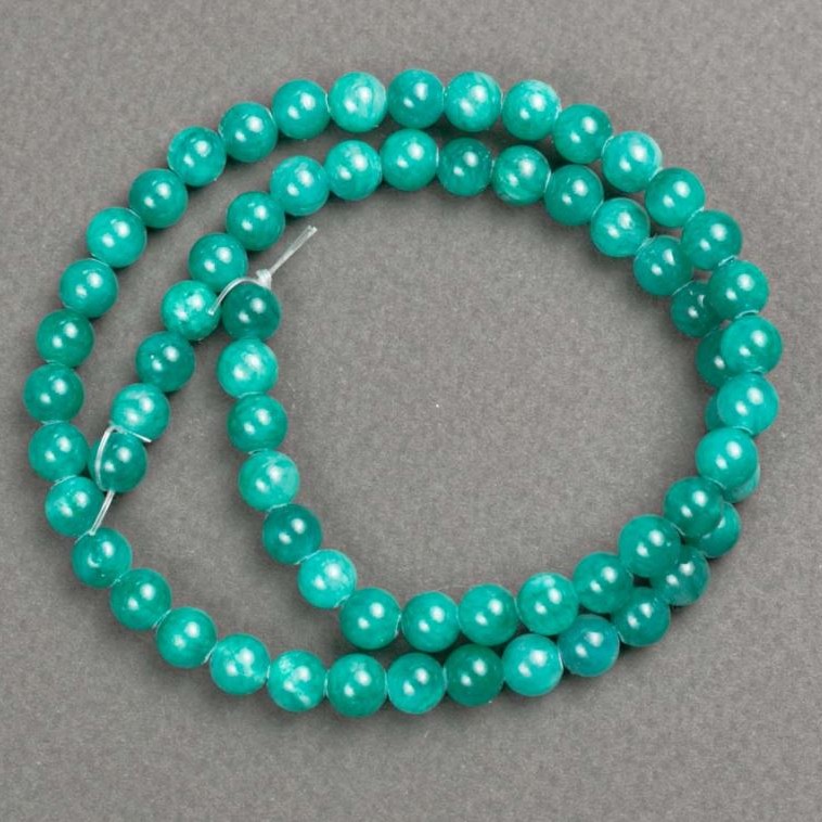 Beads on Thread Amazonite Crystal acrylic bead smooth ball diameter 6mm±, thread length 40cm±