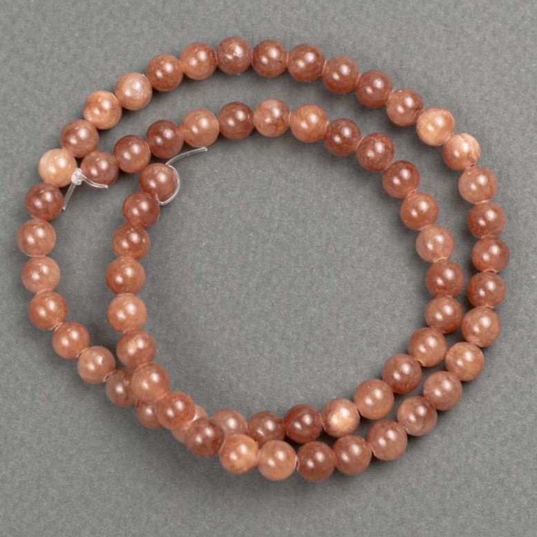Selenite Beads (Acrylic) on thread, smooth round beads, diameter 6.5 mm ±, length 40 cm ±