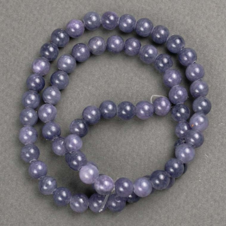 Amethyst Beads (plastic on thread) smooth round 6.5mm, length 40cm ±
