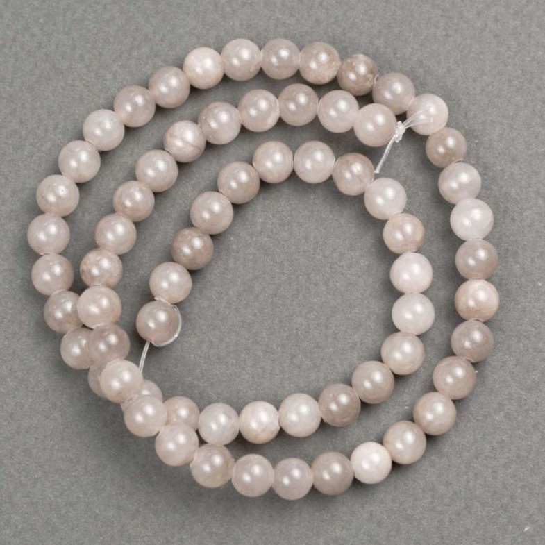 Beads on Thread Grey-Tinted Quartz (strandless acrylic) smooth round bead, diameter 6.5 mm, length 40 cm