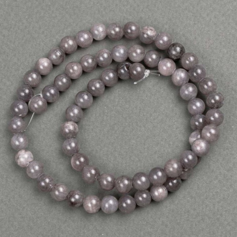 Beads on Thread Tinted Quartz (artificial acrylic) dark gray smooth sphere, diameter 6.5mm±, length 40cm ±