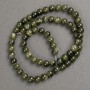 Beads on fishing line - Tinted Quartz (aluminum-free acrylic) dark green smooth sphere, diameter 6.5 mm, length 40 cm