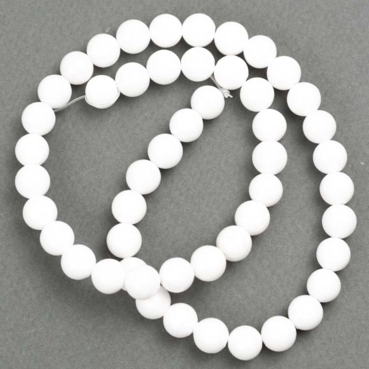 Beads on Fishing Line White Agate (artificial acrylic) smooth ball, diameter 8 mm±, length 40 cm±