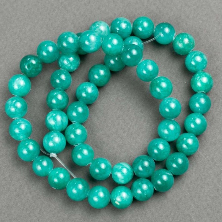 Amazonite Beads on Thread (Artificial Acrylic) Smooth Round Beads, diameter 8.5 mm ±, length 40 cm ±