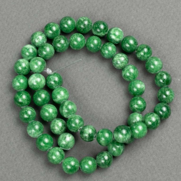 Crackle Chrysoprase Beads (Synthetic Acrylic) on Thread, Smooth Round Bead, Ø 8.5 mm ±, Length 40 cm ±