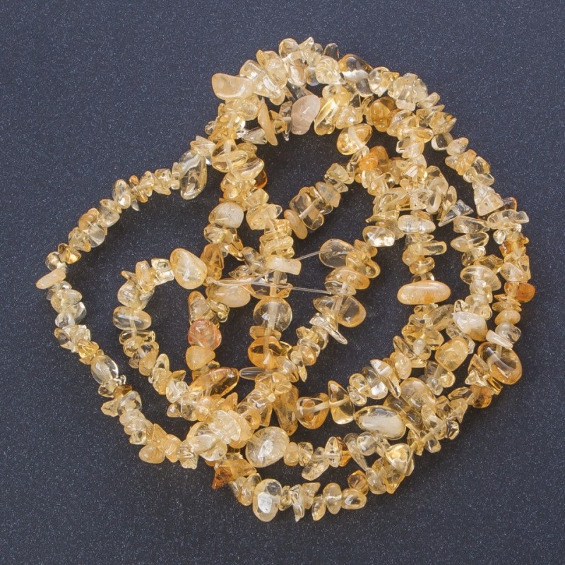 Natural Citrine Beads on Thread "Stone Chip", length 85cm, 5mm diameter (+ -)