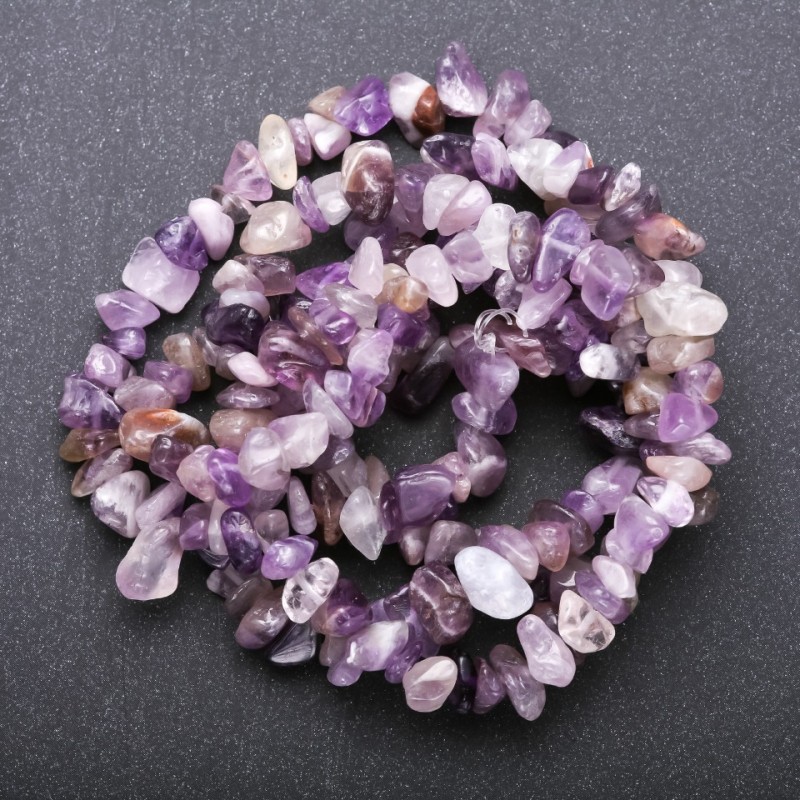 Amethyst Beads natural stone chip, diameter 7x3mm (+-), length 80cm on monofilament