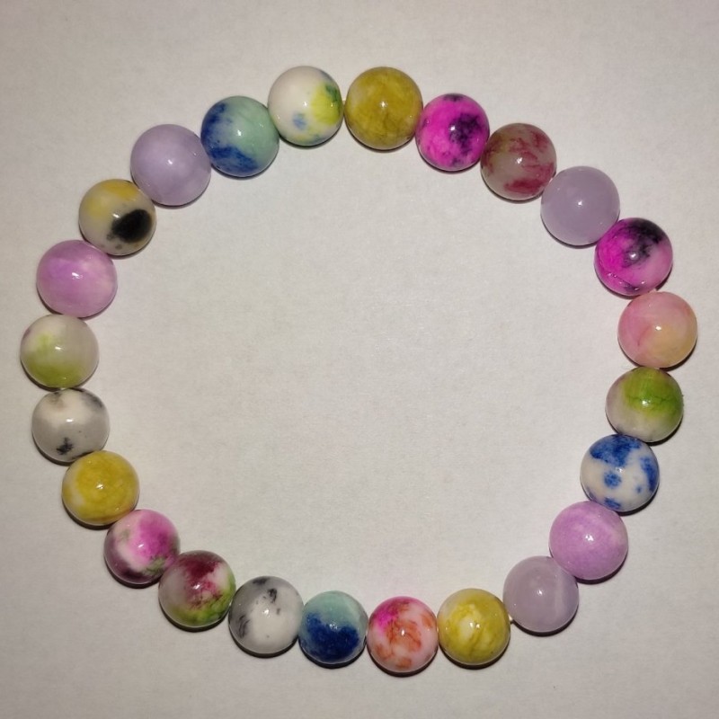 Toned Quartz Crystal Beads Bracelet Assorted (pieces) Sphere, diameter 8mm±, length 18cm