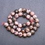 Rhodonite Beads faceted round 10mm on a thread, 37 cm length