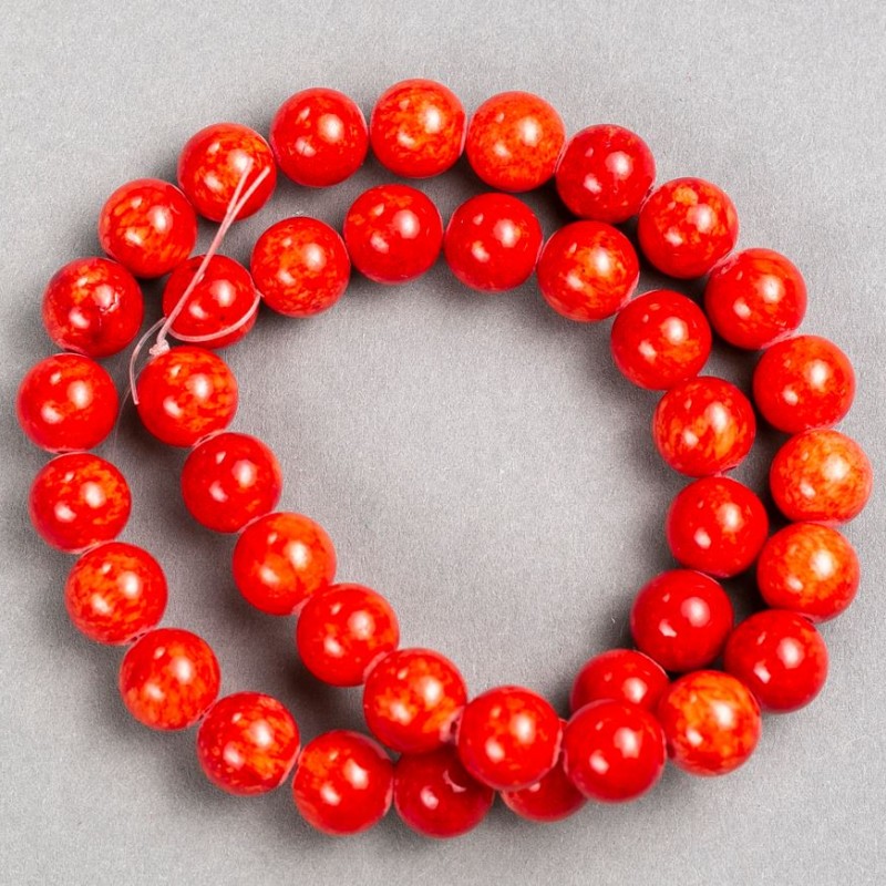 Coral Beads (plastic acrylic) on thread smooth round bead, diameter 10.5 mm±, length 40 cm ±