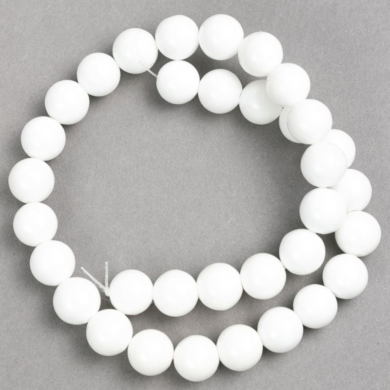 Beads on Thread Agate White (artificial acrylic) smooth ball, diameter 12 mm±, length 40 cm±