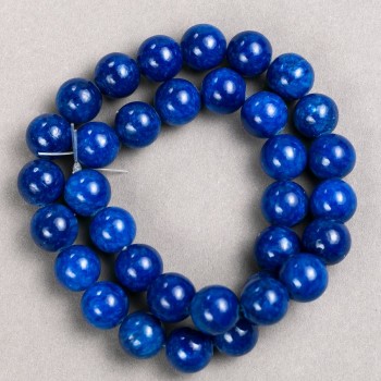 Lapis Lazuli Beads on Thread (artificial acrylic) smooth round beads, diameter 12mm±, thread length 40cm±