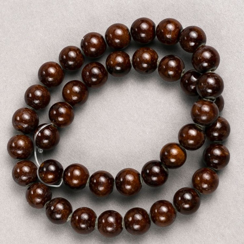 Tiger's Eye Beads (plastic acrylic) on thread with smooth round bead, diameter 10.5 mm ±, length 41 cm ±