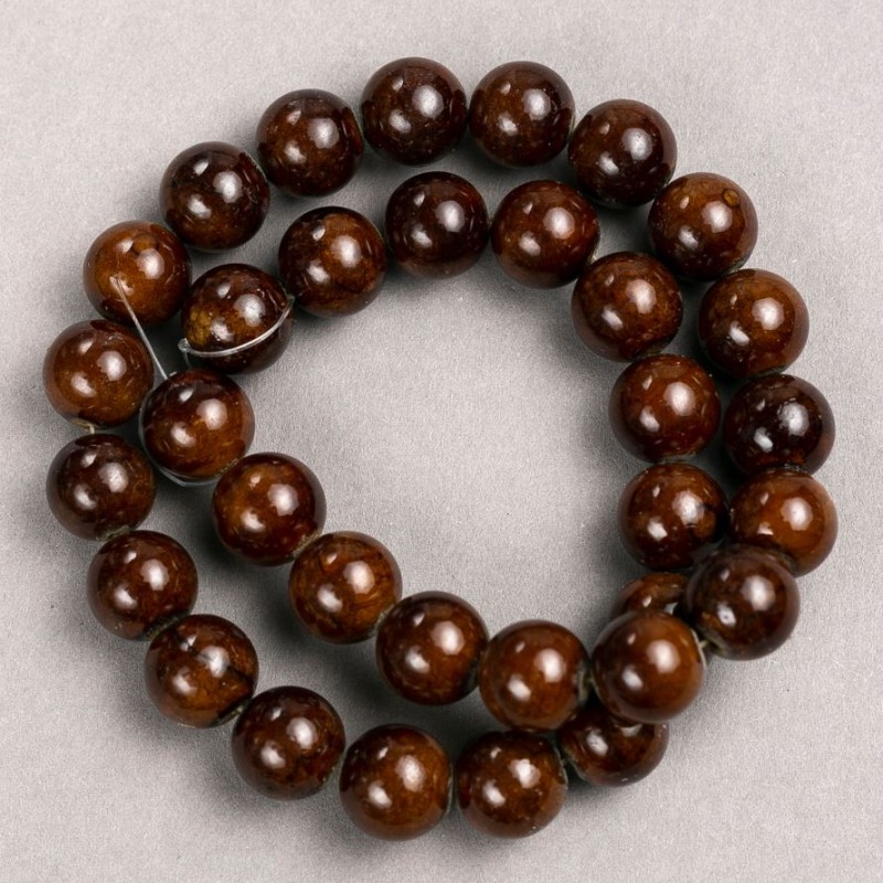 Tiger's Eye Beads (Acrylic, strand) round smooth 12.5mm± beads on thread, 40 cm length