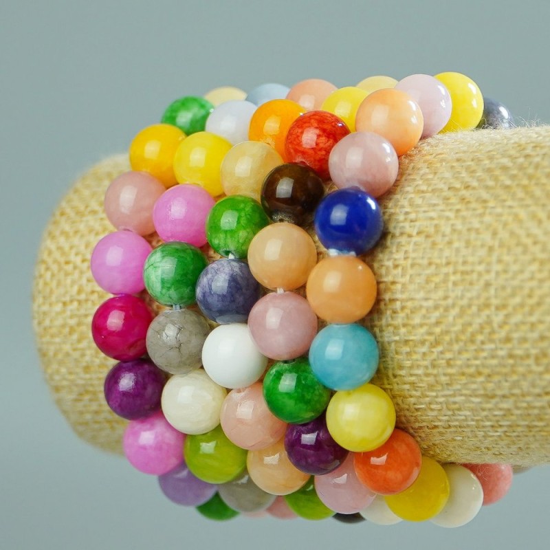 Toned Quartz Bead Bracelet Assorted (single) Ball, diameter 10mm±, length 18cm