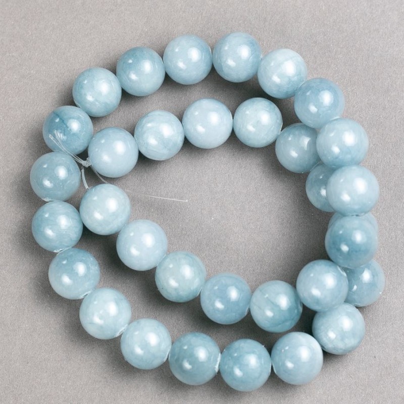 Aquamarine Acrylic Beads on Thread (individual) smooth sphere, diameter 12.5 mm +-, length 40 cm+-