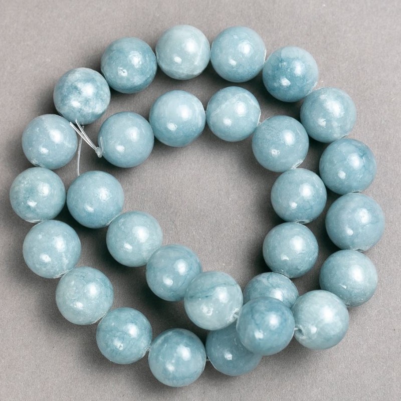 Aquamarine Beads on Thread (Plastic Acrylic) Smooth Ball, diameter 14.5 mm±, length 40 cm±