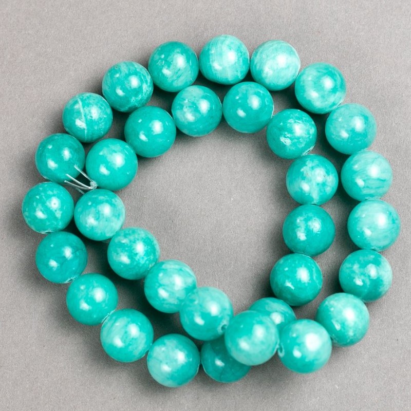 Amazonite Beads on Thread (acrylic) smooth ball, diameter 12.5 mm ±, length 40 cm ±