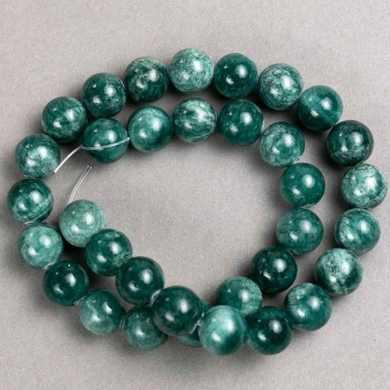 Beads on Thread Tuned Quartz (plastic acrylic) single bead color veridian smooth sphere, diameter 12.5mm±, length 40cm ±