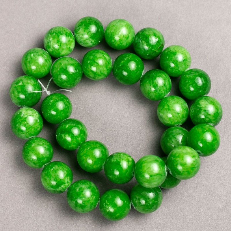  Jade Beads (Plastic Acrylic) on Thread, Smooth Round Bead, diameter 14.5 mm ±, length 40 cm +