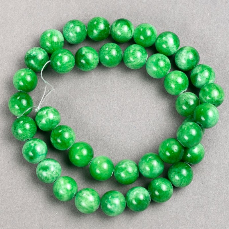 Acrylic imitation Chrysoprase Beads (synthetic) on a thread Smooth round bead, diameter 10.5 mm±, length 40 cm ±