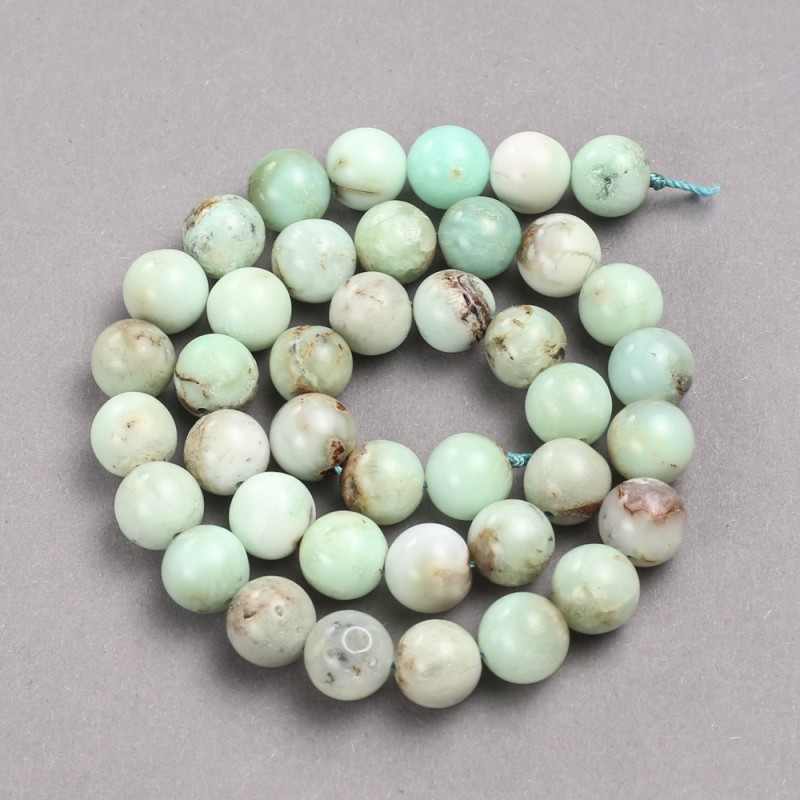 Chrysoprase Beads on Thread, Smooth Round Beads Ø10mm, Length 39cm ±