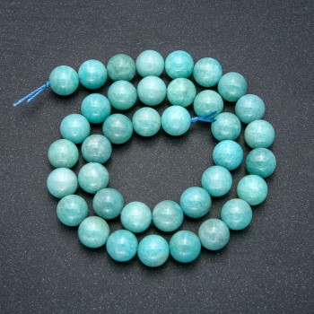 Amazonite Beads on a Thread, Natural Stone, Smooth Round 10mm, 39cm Length