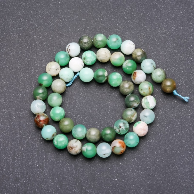 Chrysoprase Beads on Thread, Smooth Round Beads, 8 mm diameter (±), 38 cm length