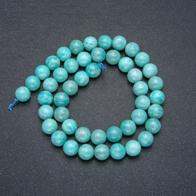 Amazonite Beads on Thread, Natural Stone, Smooth Round Beads 8mm, 39cm Length