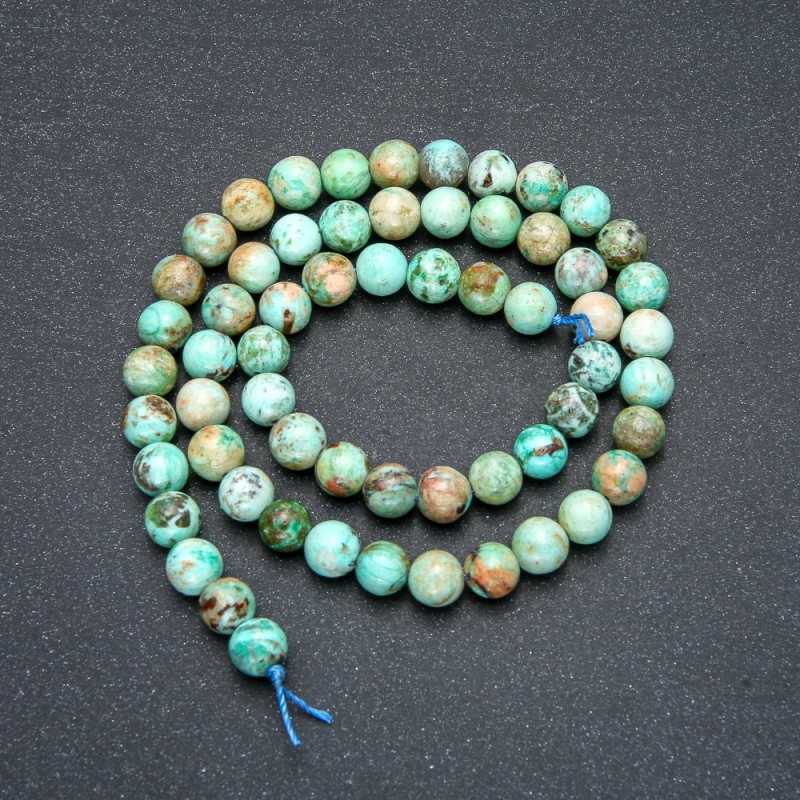 Amazonite Beads on Thread on Natural Stone, Smooth Round 6mm Diameter, Length 39cm