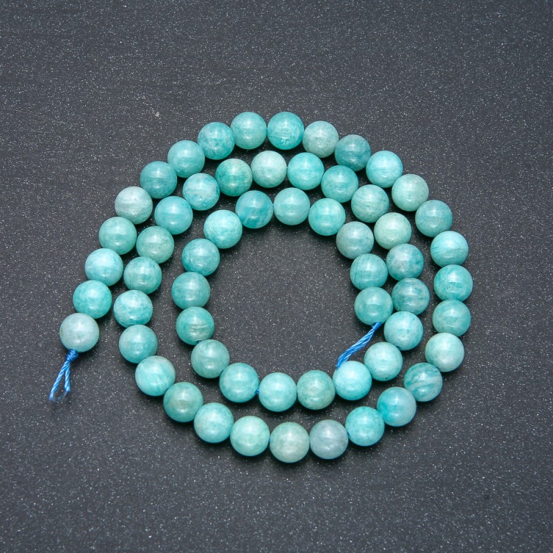 Amazonite Beads on Thread, Smooth Round Beads, 6mm Diameter, Length 39cm