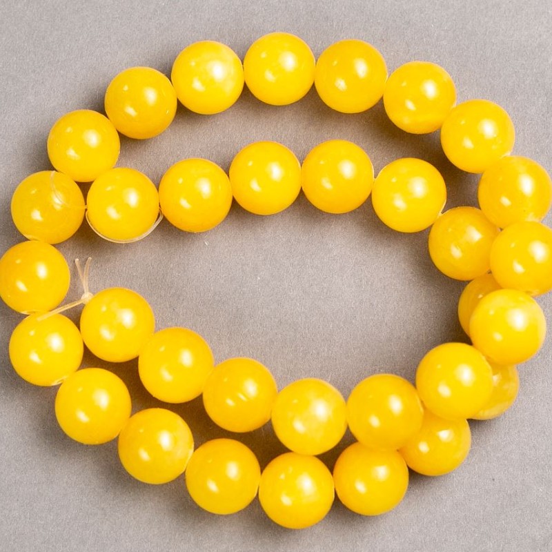 Threaded Citrine Beads (artificial acrylic) smooth ball beads, diameter 12.5mm±, length 40cm±