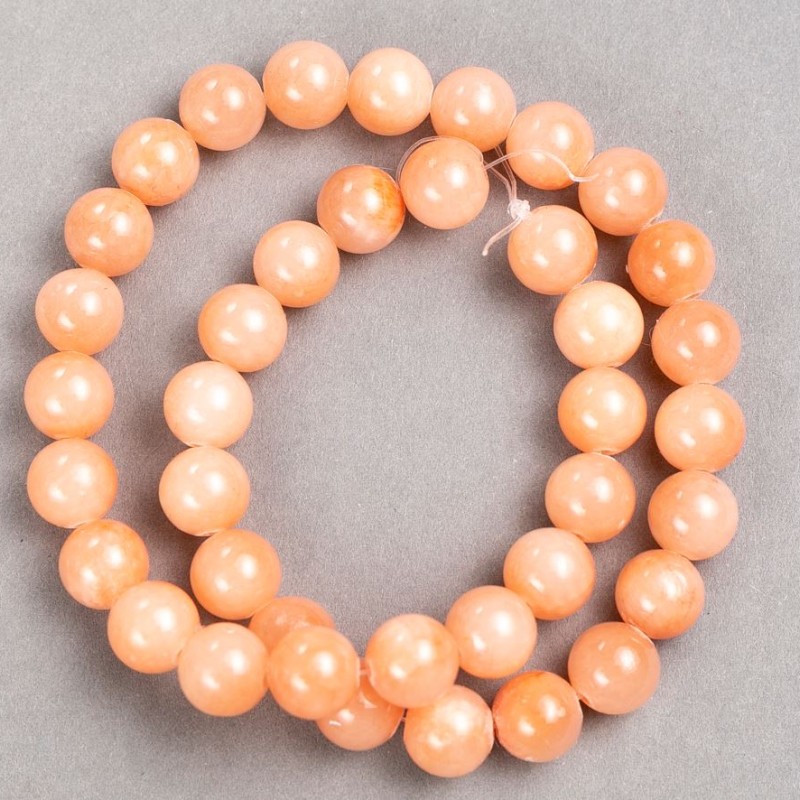 Threaded Beads of Acrylic Imitation of Serpentine, Smooth Round Bead, diameter 10.5 mm ±, length 40 cm