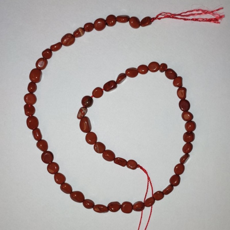 Red Jasper Chip Beads on Thread, natural stone, faceted, 5x6-9x7 mm, length 41 cm