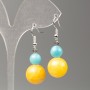 Earrings Aquamarine and Citrine (simulation acrylic), diameter 14mm, 8mm min, length 41mm
