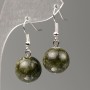 Earrings - Tone-up Quartz (plastic/acrylic stud) dark green, 14mm diameter, 35mm length