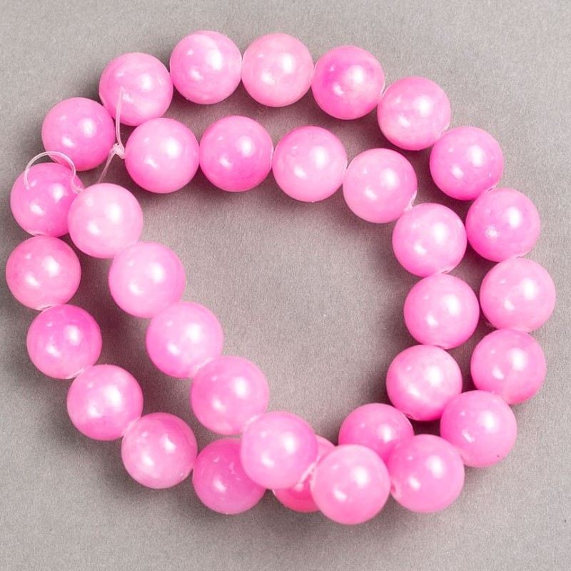 Strand beads on thread Strawberry Quartz (plastic acrylic) smooth ball, diameter 12.5mm±, thread length 39cm±