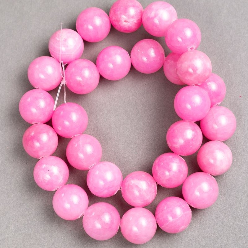 Strawberry Quartz Beads on Thread (Artificial Acrylic) Smooth Ball, diameter 14.5 mm±, length 39 cm±