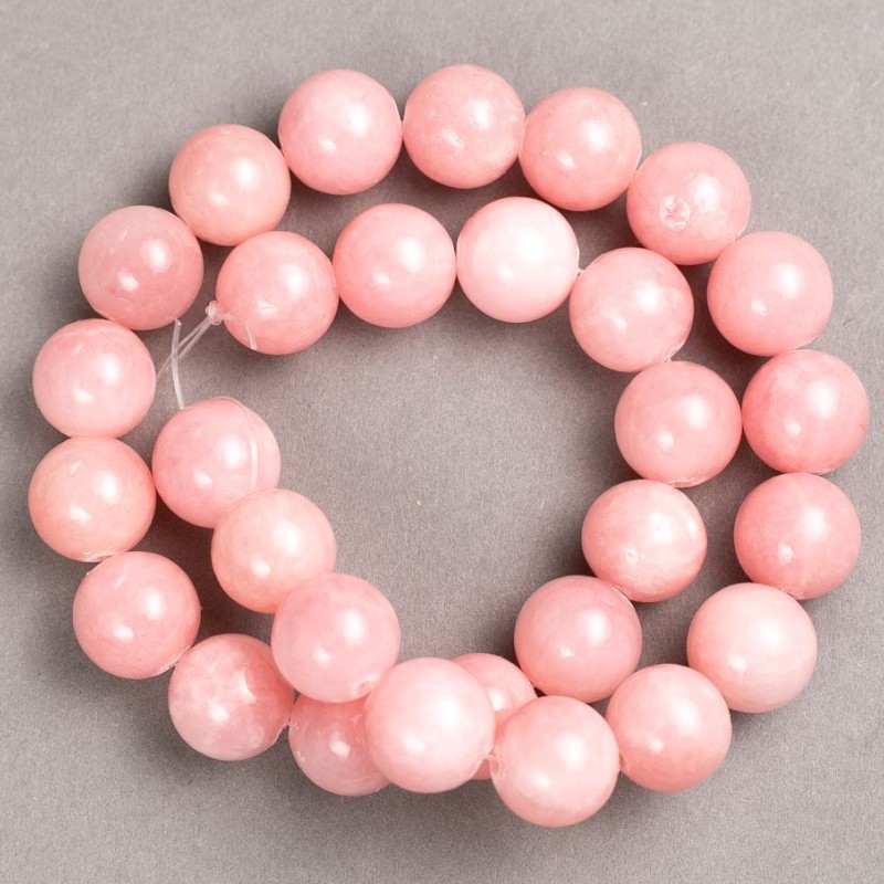 Beads on Thread Pink Quartz (plastic acrylic) smooth ball, diameter 14.5 mm±, length 39 cm±