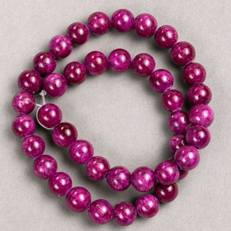 Beads on Fishing Line - Tinted Quartz (standalone acrylic) Crimson smooth sphere, diameter 10.5 mm ±, length 40 cm ±