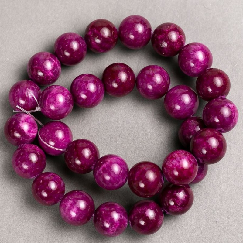Beads on Thread Malinovyi-Tinted Quartz Bead (solid acrylic) strawberry smooth ball, diameter 14.5 mm±, length 40 cm ±